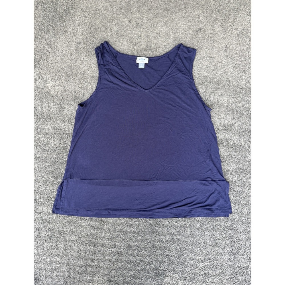 Old Navy Womens Navy Blue V-Neck Sleeveless Tank Top Relaxed Fit‎ Large